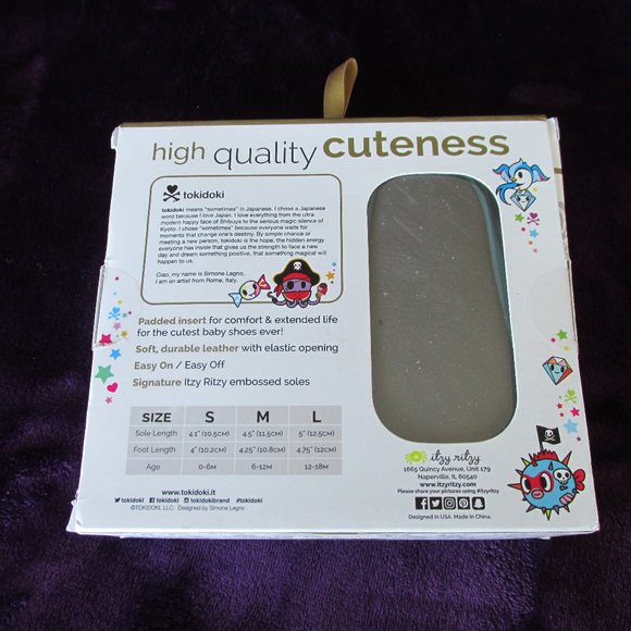 Tokidoki Itzy Ritzy Salaryman Blue Leather Baby Moccasins Size 6-12 Months - Picture 6 of 10